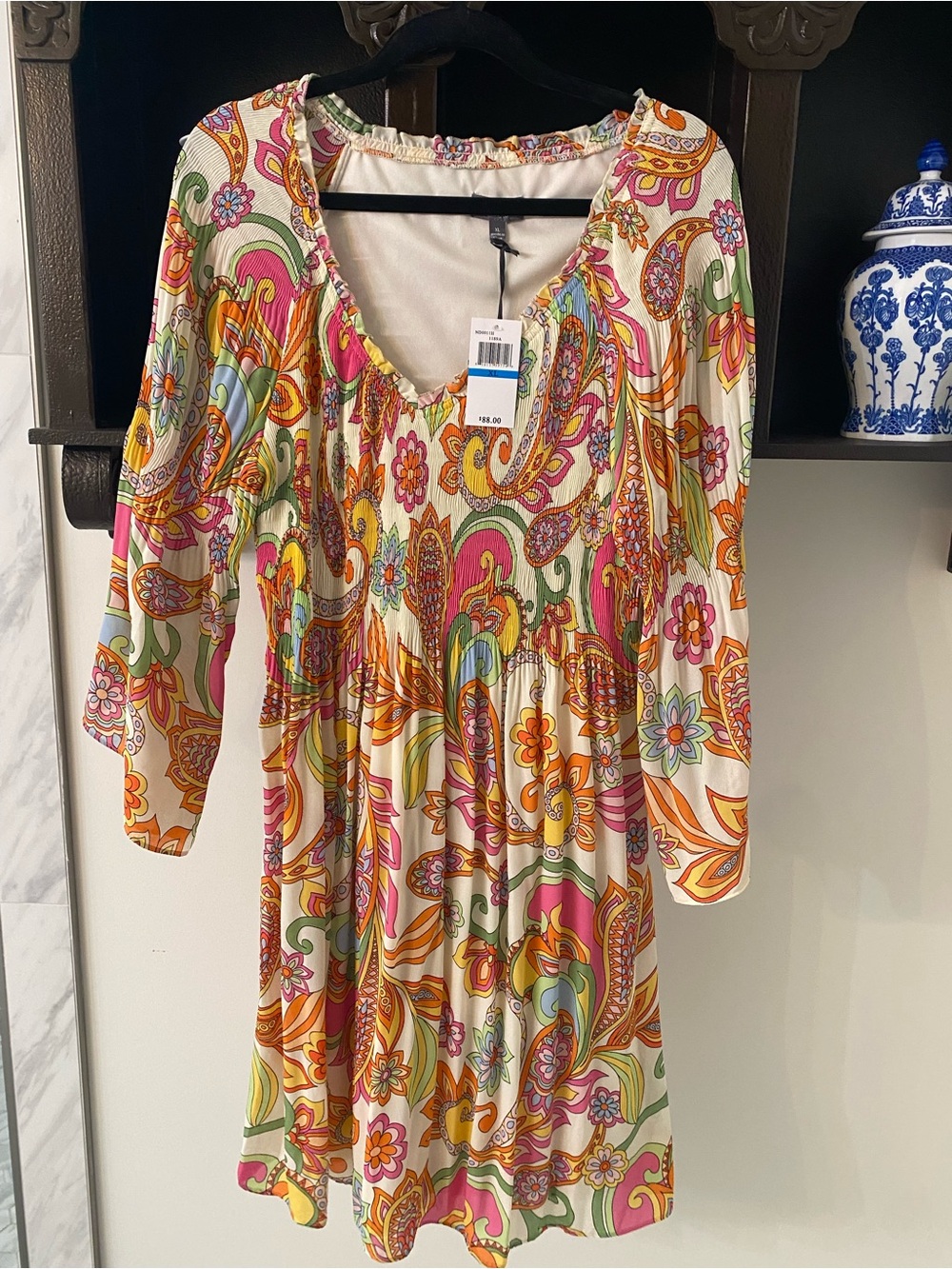 Women’s V-Neck Floral Paisley Mini Dress - Multicolor